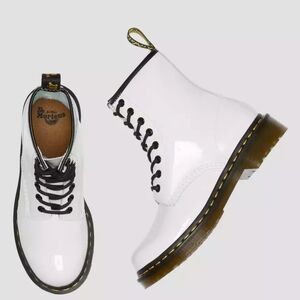 Dr. Martens Glossy White Combat Boots